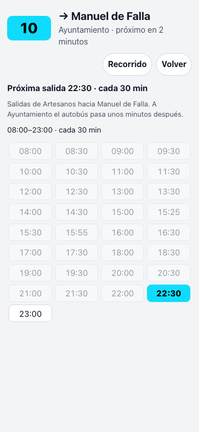 Horario en el móvil